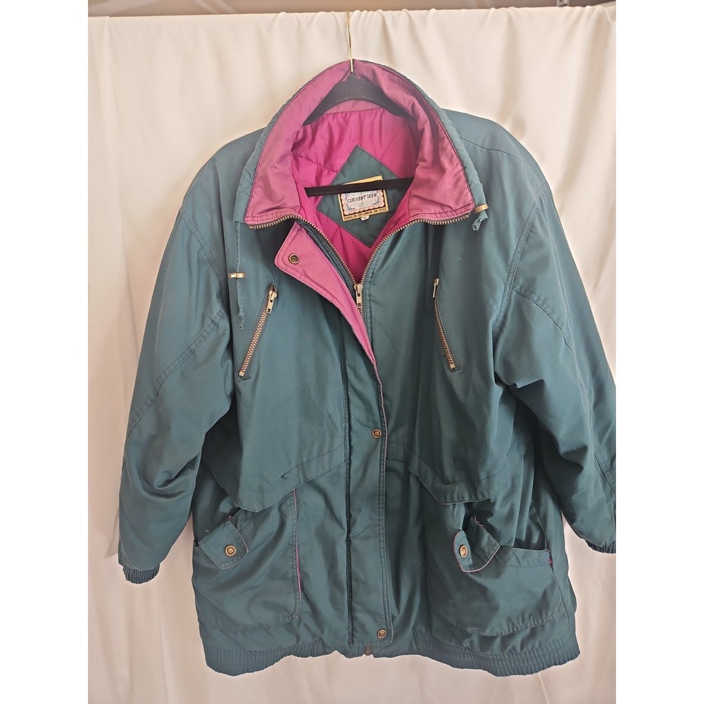 Current Scene Womens 1X Green Cotton Blend Winter Coat Jacket